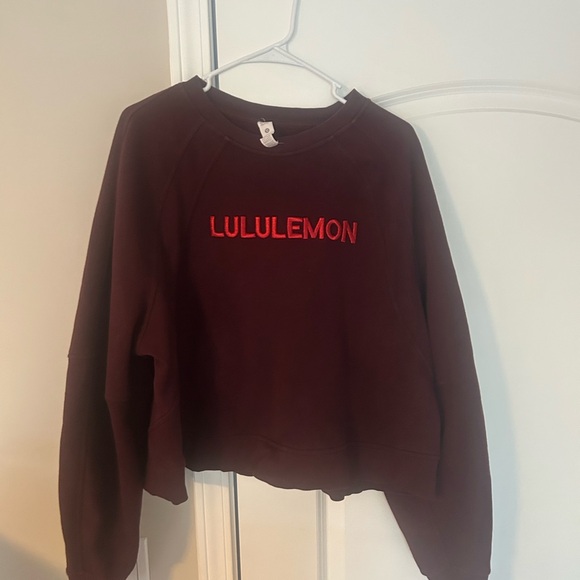 ✨ Lululemon Sz XL XXL Sweatshirt Garnet Oversized Wordmark Logo Scuba  ✨ - Picture 1 of 8